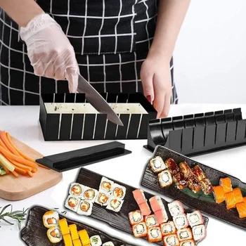 форма за суши комплект от 10 части, форма за приготвяне на оризови топки, набор за приготвяне на суши от морски водорасли, инструмент за приготвяне на суши 