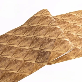 Фурнир от естествен плетеного дърво Nanmu Marquetry Parquet фурнир за мебели, хотелско декор около 60 см x 2,5 м 0,3 мм Златен диамант