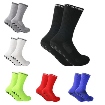 Футболни чорапи, абсорбиращи потта, нескользящие футболни спортни мъжки и дамски спортни чорапи с кръгови фрикционной фолио, удебелена подметка от чаршафи