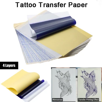 Хартия за прехвърляне на татуировки 4 слоя, за да проверите за татуировки въглеродните термотрансферная хартия, шаблони за татуировки, Копирна хартия, паус, аксесоари