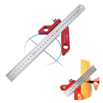 Центроискатель Многофункционален XY-състав За Маркиране на Центъра на Кръга 45 ° 90 ° Калибър За Чертане Метричен Дюймдля Дърводелски Измервателен Инструмент За Чертане