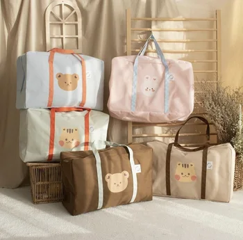 Чанта за бременни с корейски мечка, чанта за памперси, голям капацитет, чанта за съхранение одеала за детската градина, чанта за багаж за мама 기저귀가방
