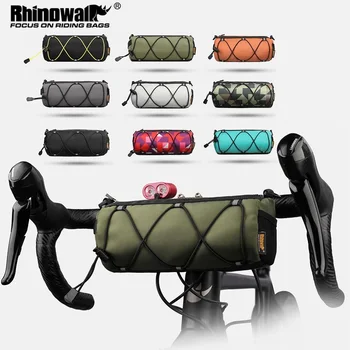 Чанта за кормилото на велосипеда Rhinowalk, чанта за предната тръба на велосипеда, еластична лента, многофункционална велосипедна рамка, чанта-цилиндър, чанта през рамо, 2,4 л