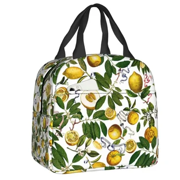 Чанта за обяд с лимонов дърво, женствена чанта за обяд от цитрусови плодове, Българско изкуство, Преносим контейнер за обяд за деца, Многофункционална кутия за храна