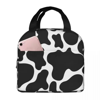 Чанта за обяд с шарени крави, преносим изолиран Оксфордския охладител, Термос за животни, Работна кутия за обяд за пикник, за жени и момичета