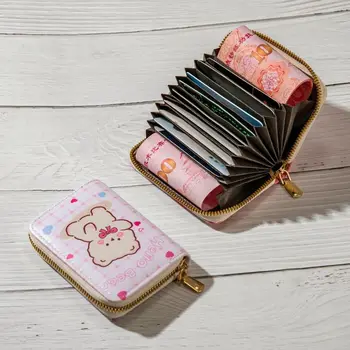 Чанта за органных карти с анимационни принтом, Нова чанта за пари с цип, Мини-клатч от изкуствена кожа, държач за кредитни карти с няколко слота
