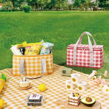 Чанта за пикник с голям капацитет, улични Преносими Чанти за обяд, Кошница за пикник от сгъсти алуминиево фолио, за съхранение в къмпинга