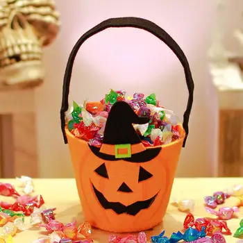 Чанта за шоколадови бонбони на Хелоуин с дръжка, подарък чанта, Голям капацитет, торбичка за бонбони с принтом прилепи и тикви, аксесоари за cosplay