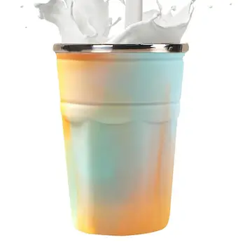 Чаша за бързо охлаждане Обем 550 МЛ със защита от изгаряния, изолирано чаша с двойни стени и капак, удобства за активен отдих колоездене, туризъм