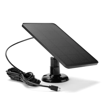 Черен соларен панел за охранителни камери Външна зареждане чрез USB на Слънчеви панели за захранване на монитора на камерата за видеонаблюдение