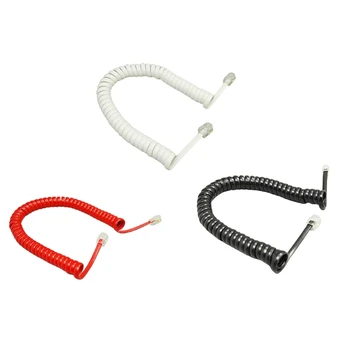 Четырехжильный кабел за телефонната слушалка 6 фута Модулен спирален кабел за телефон Черен / червен Бял къдрава 1,85 м / бр.