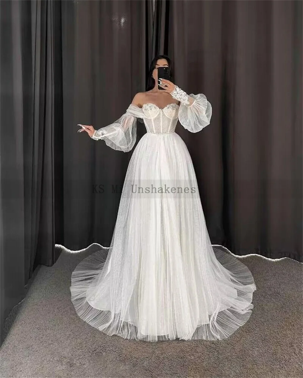 Vestido de Noivas, реколта сватбени рокли, пищни дълго дантелено рокля на булката, Бохо-мъниста, Корейски булчинска рокля, колан с кристали