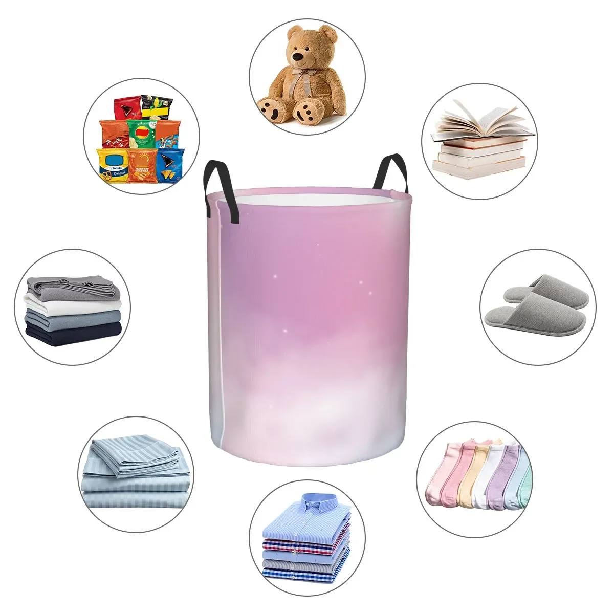 Tas penyimpanan tahan air latar belakang Pastel, keranjang cucian kotor rumah tangga, pengatur mainan baju ember penanan lipat