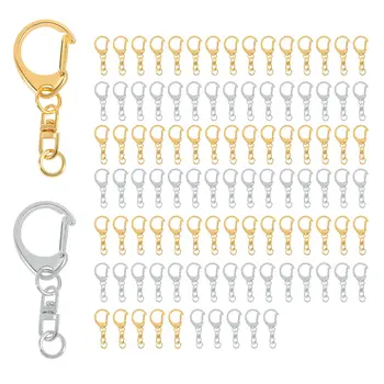 Обков за ключодържател с D-образно една кука от 100 теми с преходни пръстени, метални характеристика на полиграфическото скоби, ключове с веригата за производство на шармов със собствените си ръце